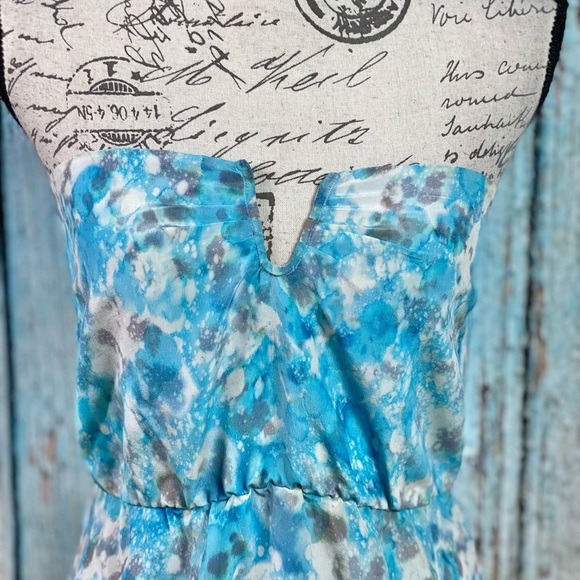 BEC + BRIDGE EUC Blue Sky Printed Strapless Silk Dress - Picture 8 of 12